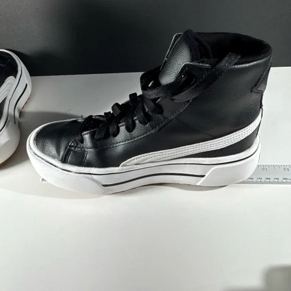 PUMA Black and White High-Top Sneakers Women’s Size 7 Athletic Shoes - Picture 7 of 14